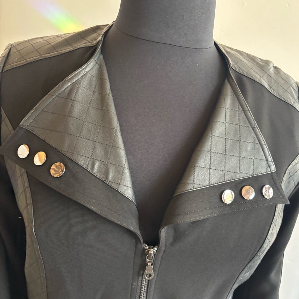 Faux Leather Jacket w/Zippers, Stretch and Style
